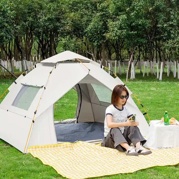 Khaki 2 Person Lightweight Camping Tent (200*150*125cm) | UV Protection Silver Coated, Dual Doors & Windows