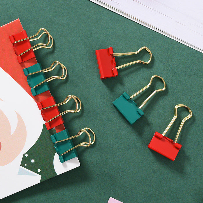 S11012 Christmas Stationery Set - Festive Binder Clips, Paper Clips, and Push Pins in Holiday Colors(2 set)