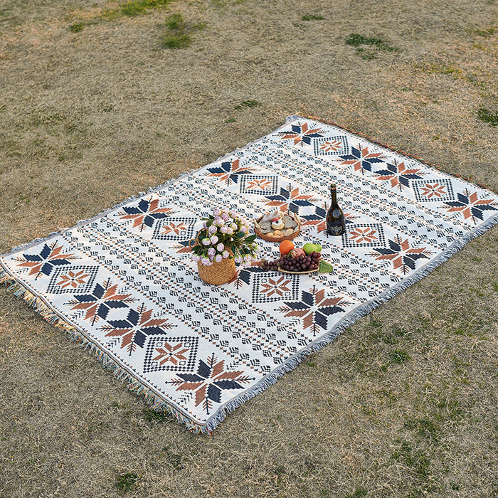 Autumn Maple Leaves Bohemian Style Outdoor Picnic Blanket - 130*180cm Decorative Throw