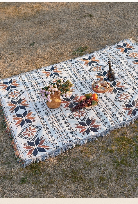 Autumn Maple Leaves Bohemian Style Outdoor Picnic Blanket - 130*180cm Decorative Throw