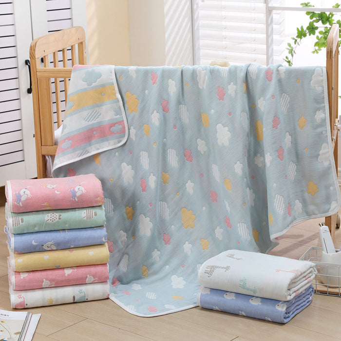 Blue Bunny, 6-Layer Muslin Baby Blanket - Soft Cotton Bedding for Infants and Toddlers, 110x110 cm,