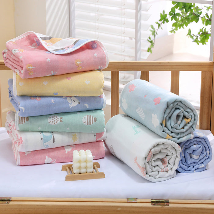 Blue Bunny, 6-Layer Muslin Baby Blanket - Soft Cotton Bedding for Infants and Toddlers, 110x110 cm,