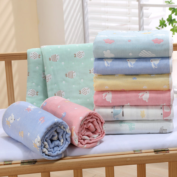 Blue Bunny, 6-Layer Muslin Baby Blanket - Soft Cotton Bedding for Infants and Toddlers, 110x110 cm,