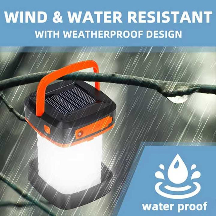 Green Collapsible Solar LED Camping Lantern with USB Charging - Portable Outdoor Light