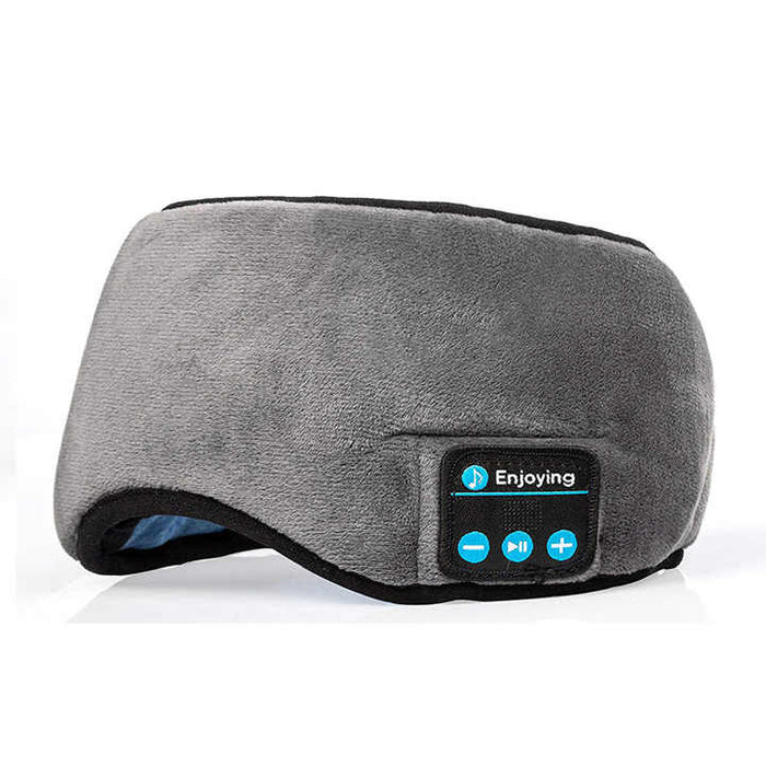 Grey Bluetooth 5.0 Wireless Sleep Eye Mask - Soft Plush Eye Cover with Built-in Speakers (13 x 16.5 x 6 cm)