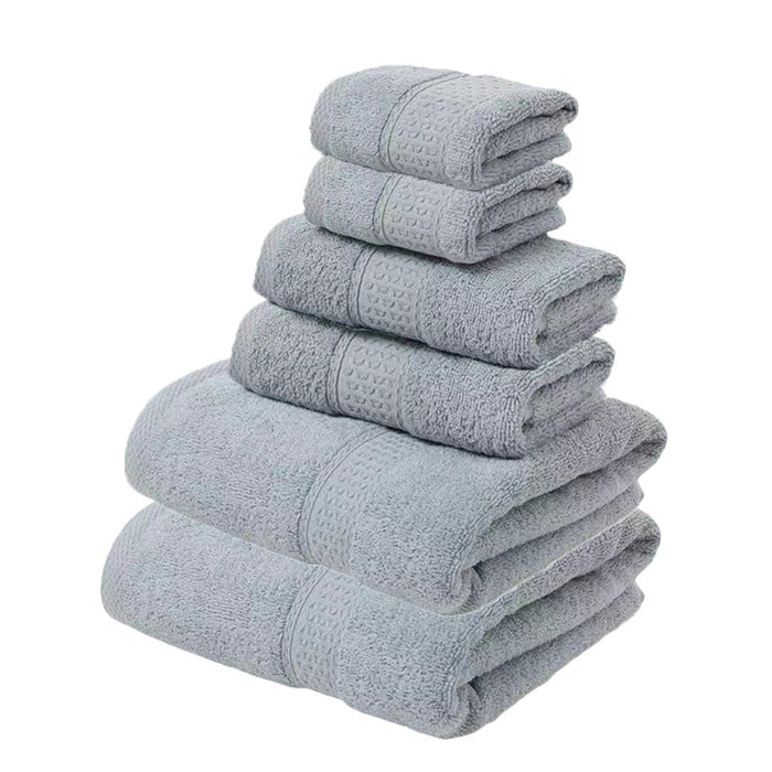 Grey Luxury 6-Piece 100% Cotton Towel Set - 2 Bath Towels, 2 Hand Towels, 2 Face Towels