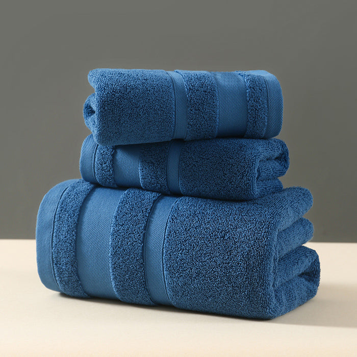 Blue Luxury 3-Piece 100% Cotton Towel Set - Bath, Hand & Face Towels