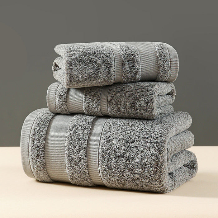 Grey Luxury 3-Piece 100% Cotton Towel Set - Bath, Hand & Face Towels