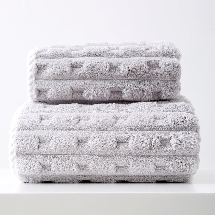 Grey Thickened Coral Fleece Towel Set, Large Bath Towel & Face Towel Combo, Soft & Absorbent Towels for Home Use