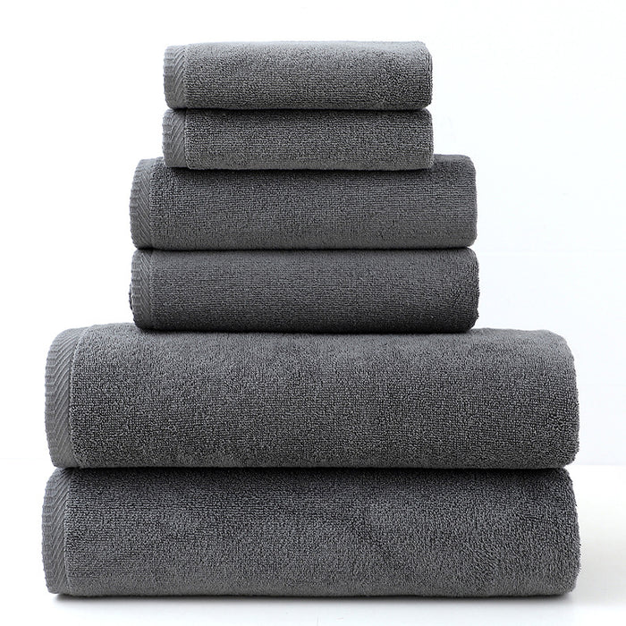 Grey Premium Cotton Towel Set - 6 Pieces, Soft & Absorbent Bath Towels for Adults