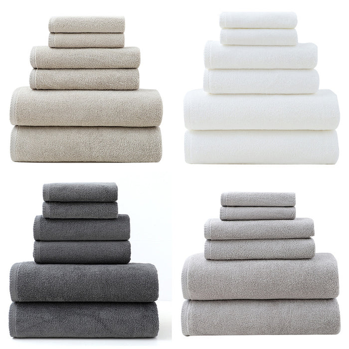 White Premium Cotton Towel Set - 6 Pieces, Soft & Absorbent Bath Towels for Adults