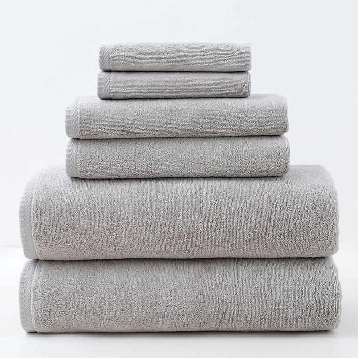 Light Gray Premium Cotton Towel Set - 6 Pieces, Soft & Absorbent Bath Towels for Adults