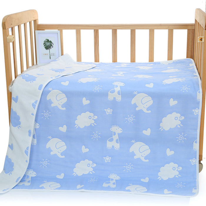 Blue Animal, 6-Layer Muslin Baby Blanket - Soft Cotton Bedding for Infants and Toddlers, 110x110 cm,