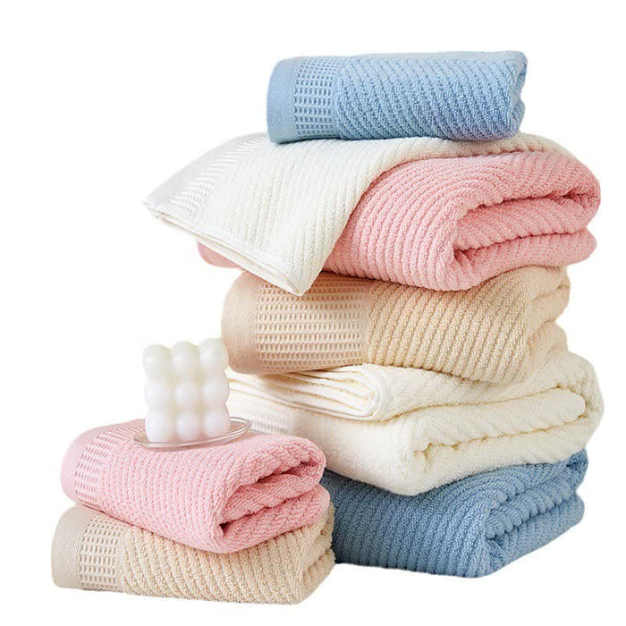 Camel Solid Color Diagonal Stripe Towel Set- Luxurious Bath and Hand Towels for Home Use Bath towel 140*70cm, face towel 75*35cm