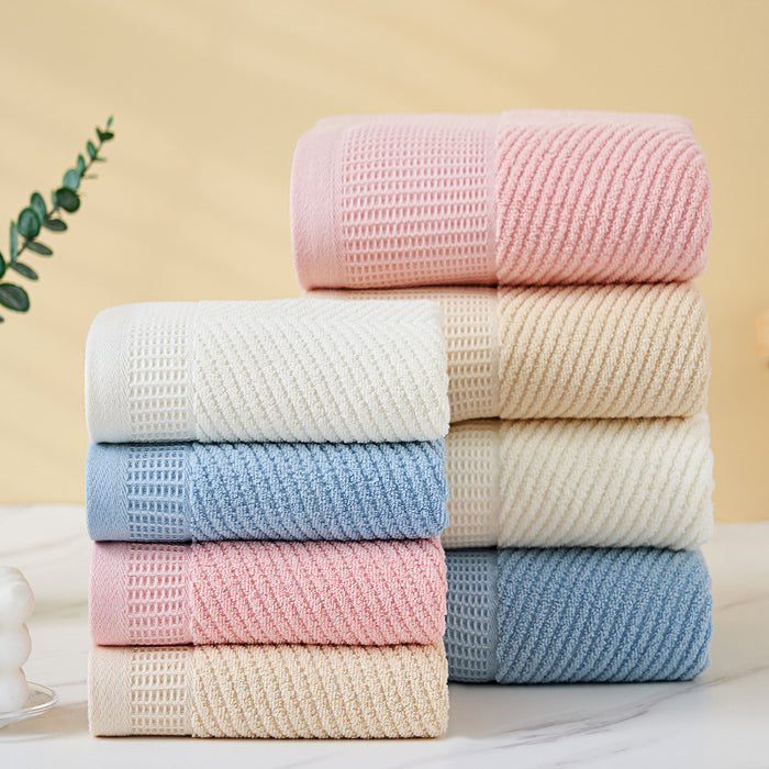 Camel Solid Color Diagonal Stripe Towel Set- Luxurious Bath and Hand Towels for Home Use Bath towel 140*70cm, face towel 75*35cm