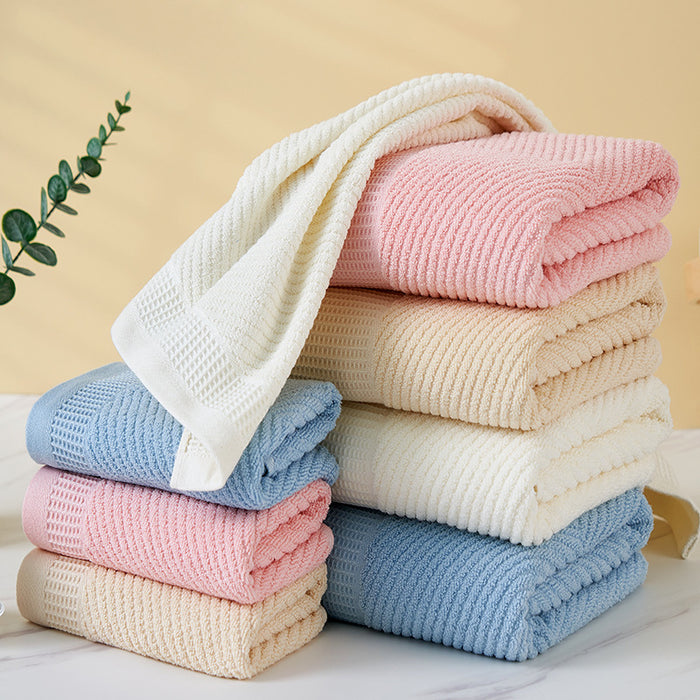 Camel Solid Color Diagonal Stripe Towel Set- Luxurious Bath and Hand Towels for Home Use Bath towel 140*70cm, face towel 75*35cm