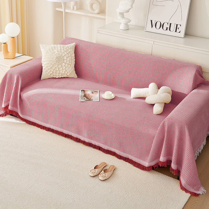 180*180CM Pink Premium Polyester Sofa Throw Blanket, 180x180 cm, Multi-Seasonal Use, Sofa Protector