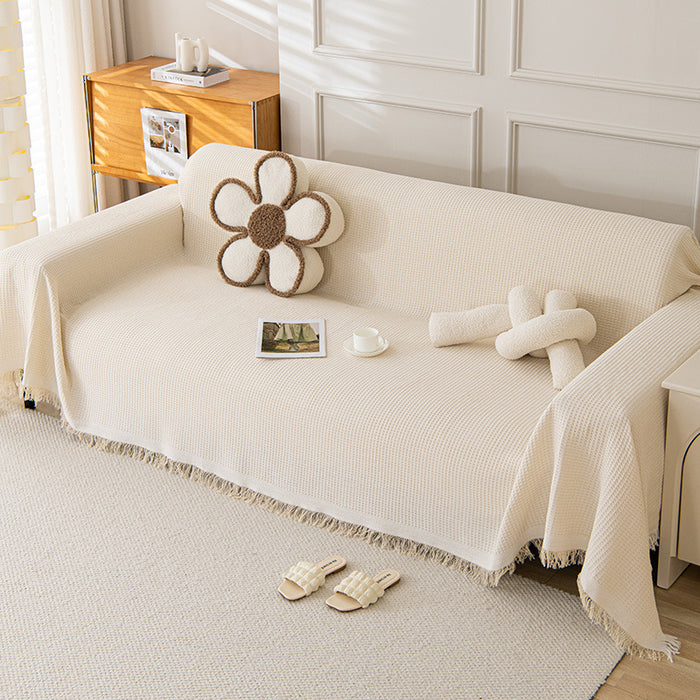 180*260CM Off White Premium Polyester Sofa Throw Blanket, Multi-Seasonal Use, Sofa Protector