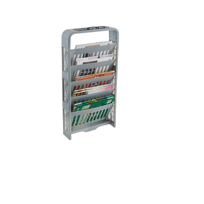 Book storage rack with pen holder grey