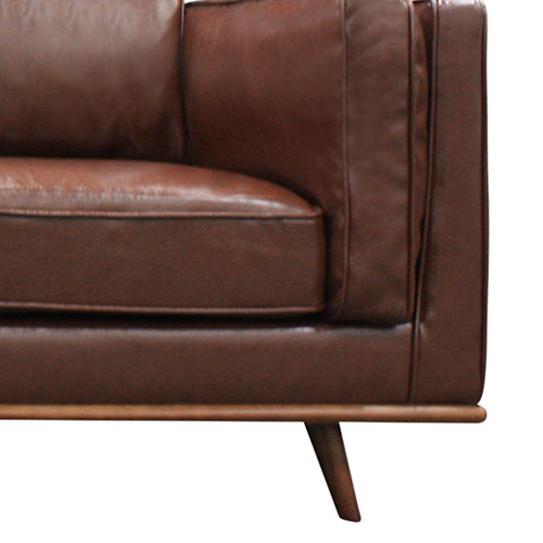 Single Seater Armchair Faux Leather Sofa Modern Lounge Accent Chair in Brown with Wooden Frame