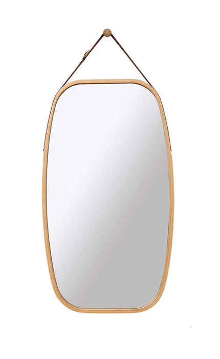 CARLA HOME Hanging Full LengthWall Mirror - Solid Bamboo Frame and Adjustable Leather Strap for Bathroom and Bedroom