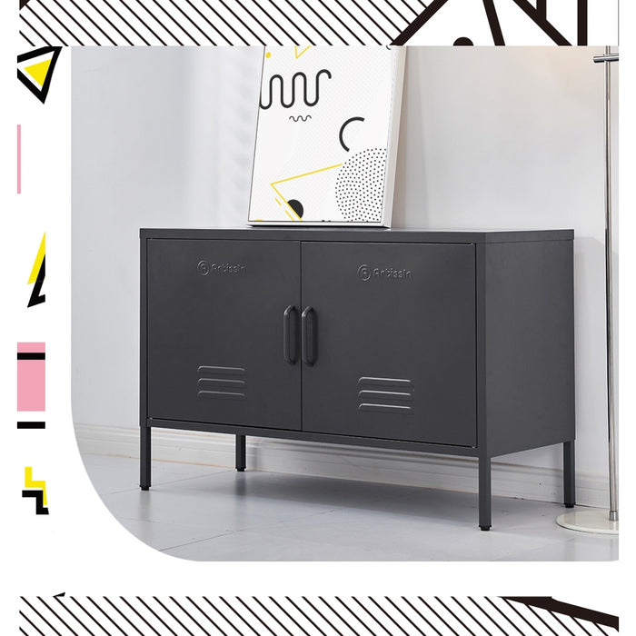 ArtissIn Buffet Sideboard Locker Metal Storage Cabinet - BASE Charcoal