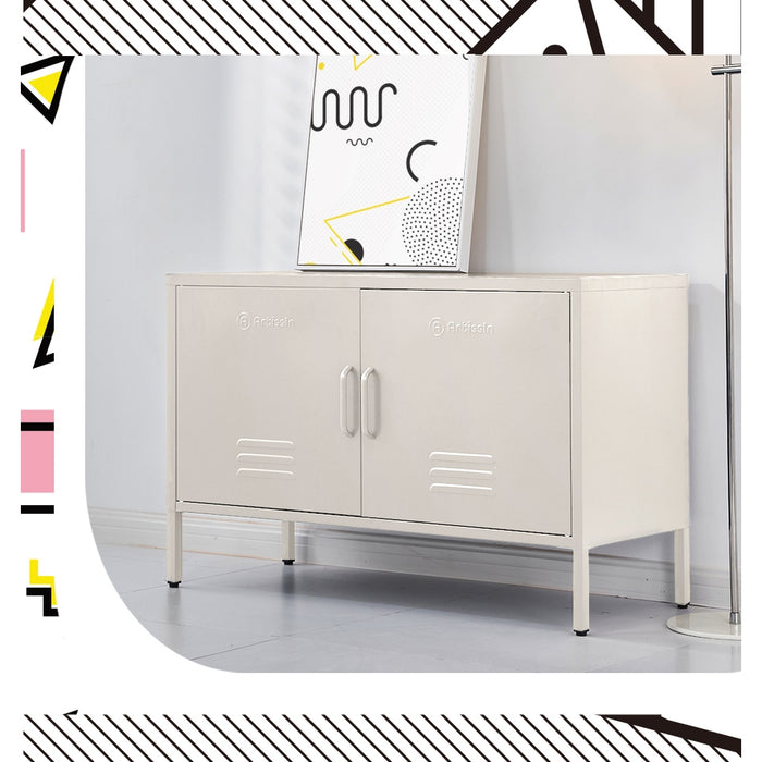 ArtissIn Buffet Sideboard Locker Metal Storage Cabinet - BASE White