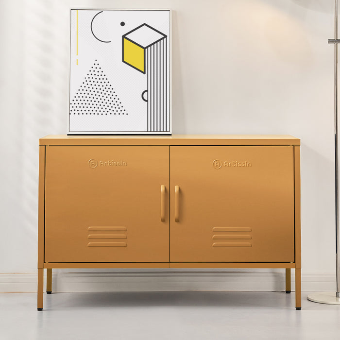 ArtissIn Buffet Sideboard Locker Metal Storage Cabinet - BASE Yellow