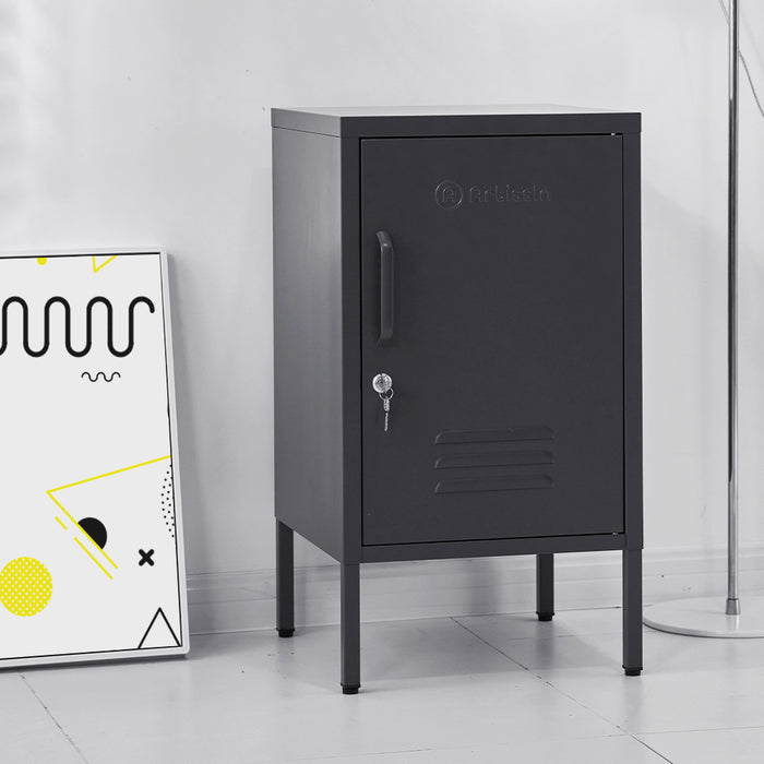 ArtissIn Metal Locker Storage Shelf Filing Cabinet Cupboard Bedside Table Black