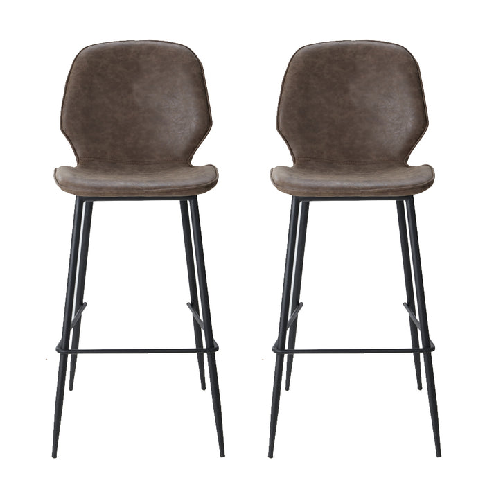 Artiss Set of 2 Bar Stools Kitchen Stool Barstool Dining Chairs Leather Brown Kingsley