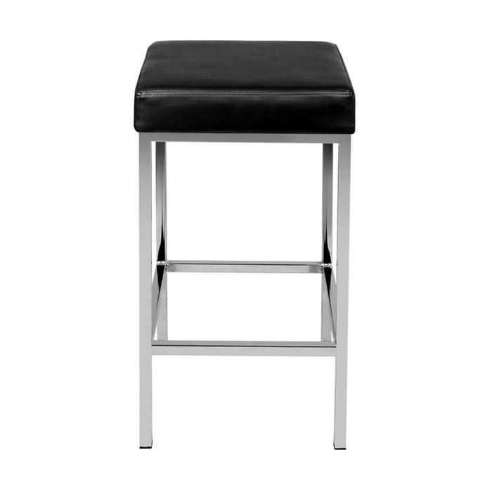 Artiss Set of 2 PU Leather Backless Bar Stools - Black and Chrome