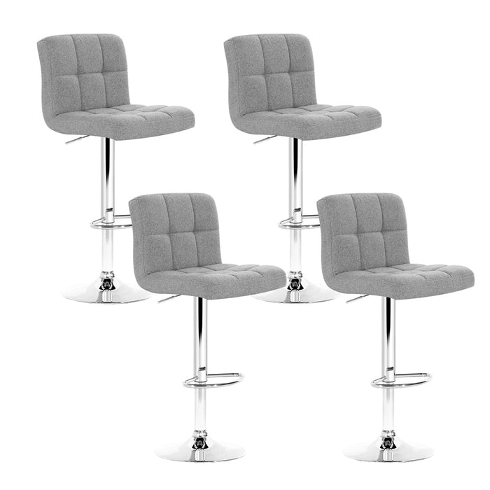 Artiss Set of 4 Fabric Swivel Bar Stools - Grey