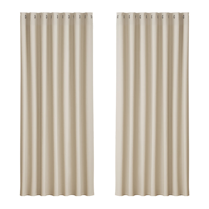 Artiss 2X Blockout Curtains Blackout Window Curtain Eyelet 240x230cm Beige