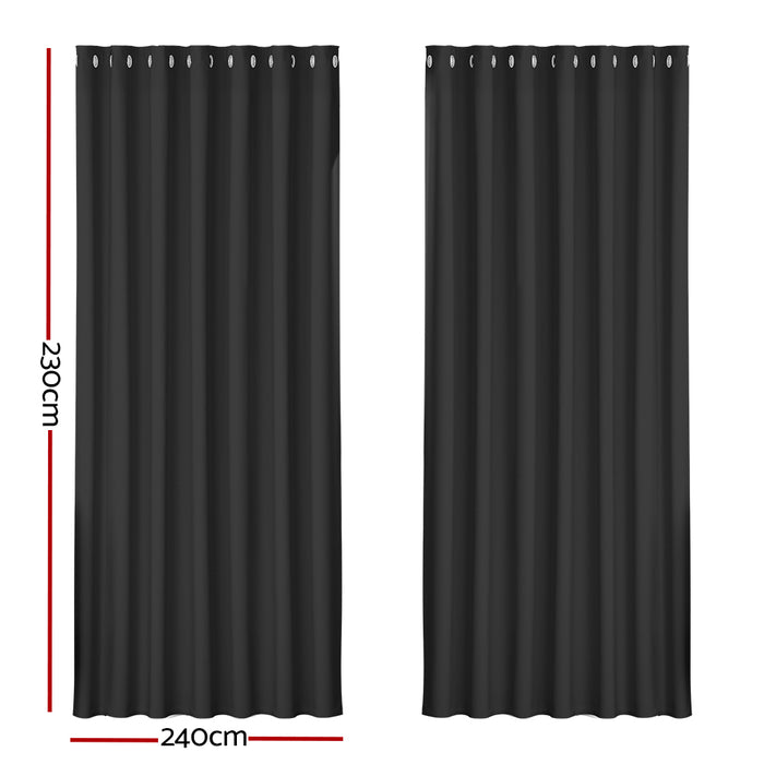 Artiss 2X Blockout Curtains Blackout Window Curtain Eyelet 240x230cm Black