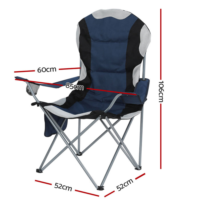 Weisshorn 2X Camping Chairs Folding Arm Chair Portable Camping Garden Fishing