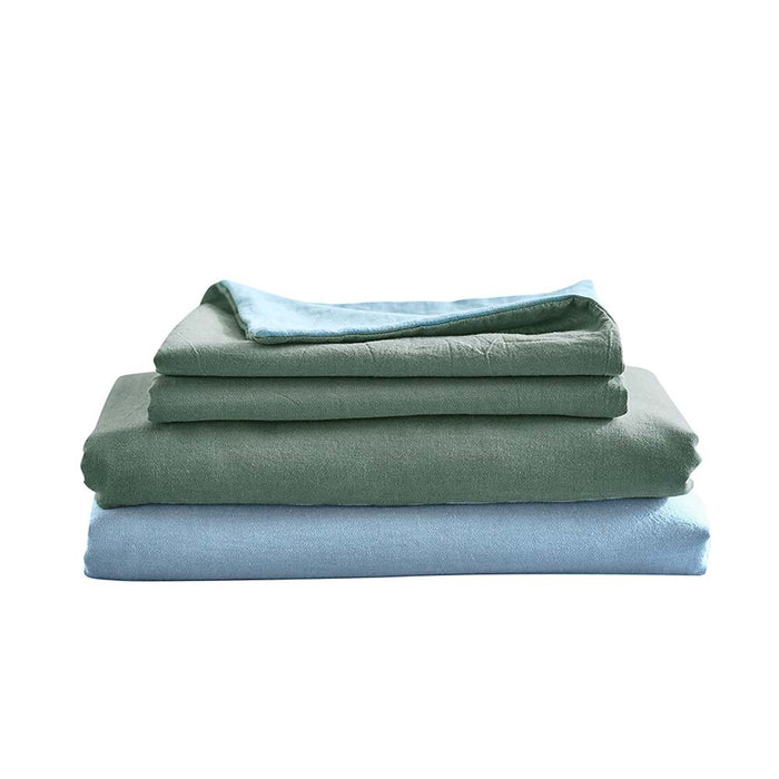 Cosy Club Washed Cotton Sheet Set Green Blue King