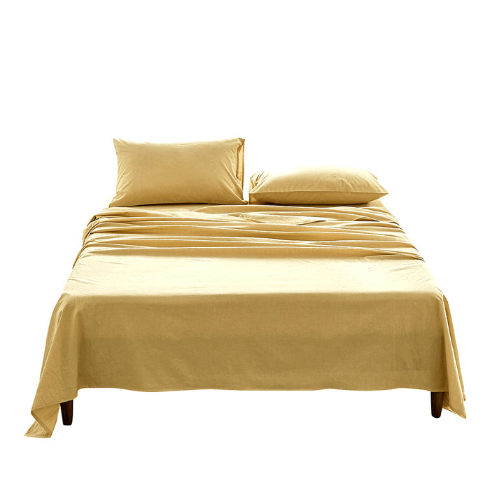 Cosy Club Washed Cotton Sheet Set Single Yellow