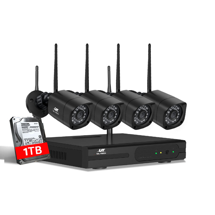 UL-tech CCTV Wireless Security Camera System 4CH Home Outdoor WIFI 4 Square Cameras Kit 1TB