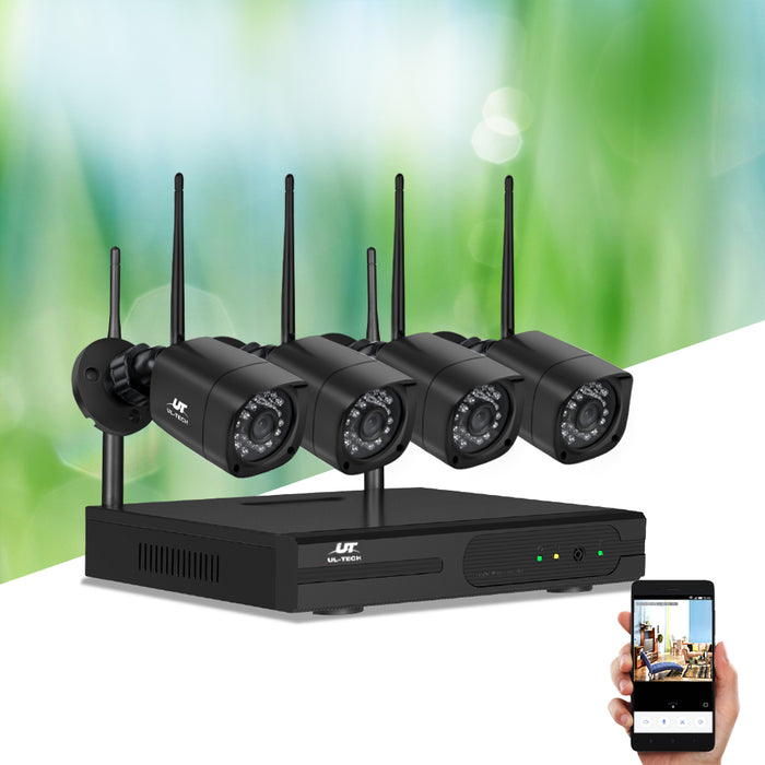 UL-tech CCTV Wireless Security Camera System 4CH Home Outdoor WIFI 4 Square Cameras Kit 1TB