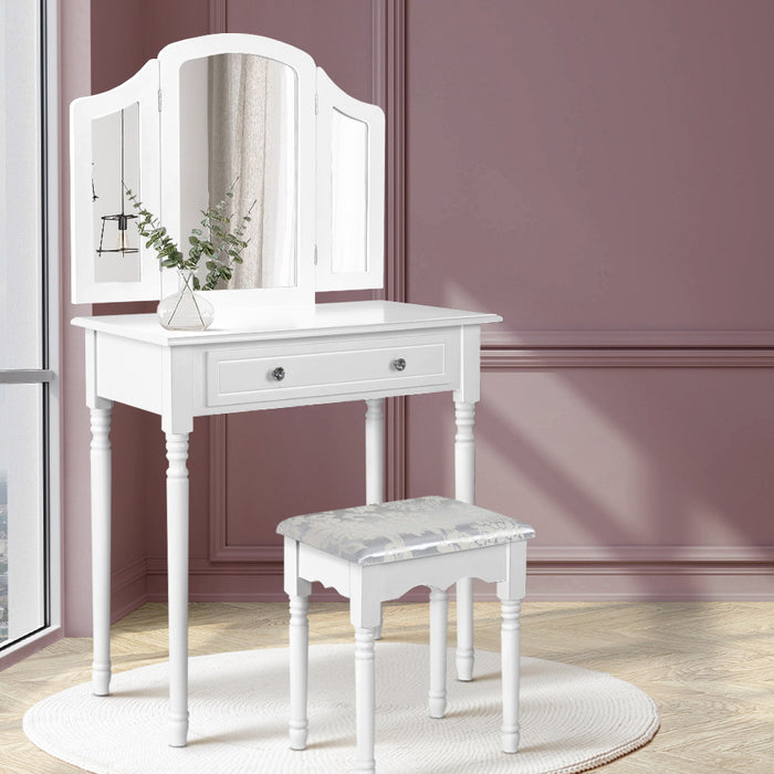 Artiss Dressing Table Stool Mirror Drawer Makeup Jewellery Cabinet Organizer