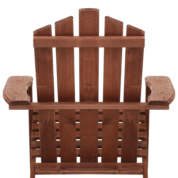 Gardeon Outdoor Sun Lounge Beach Chairs Table Setting Wooden Adirondack Patio Chair Brown