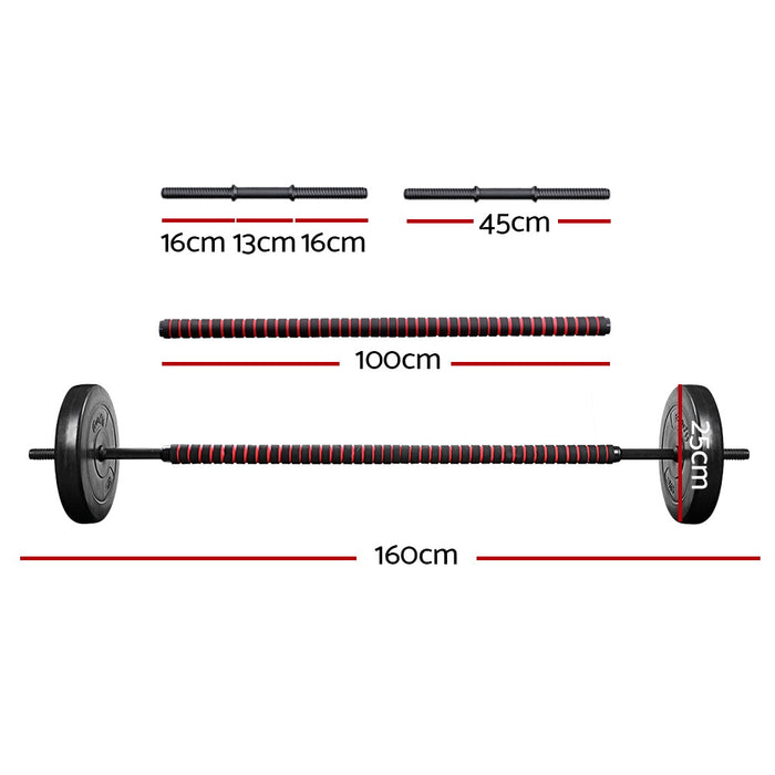 Everfit 22.5KG Barbell Set Weight Plates Bar Fitness Exercise Home Gym