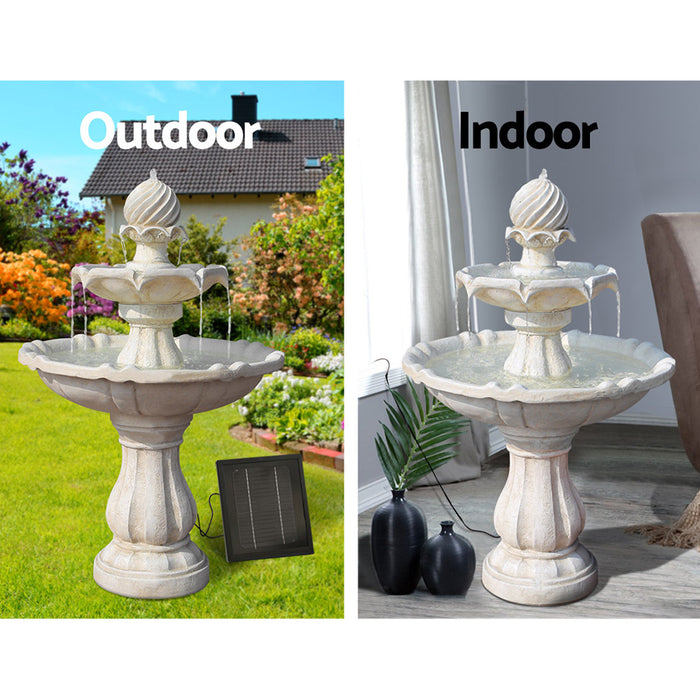 Gardeon 3 Tier Solar Powered Water Fountain - Ivory