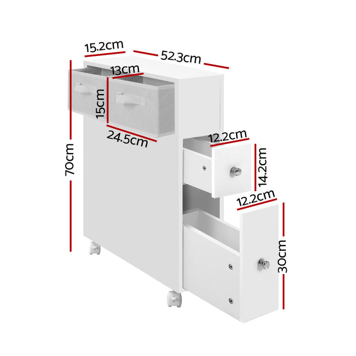 Artiss Bathroom Cabinet Toilet Storage Caddy Holder w/ Wheels