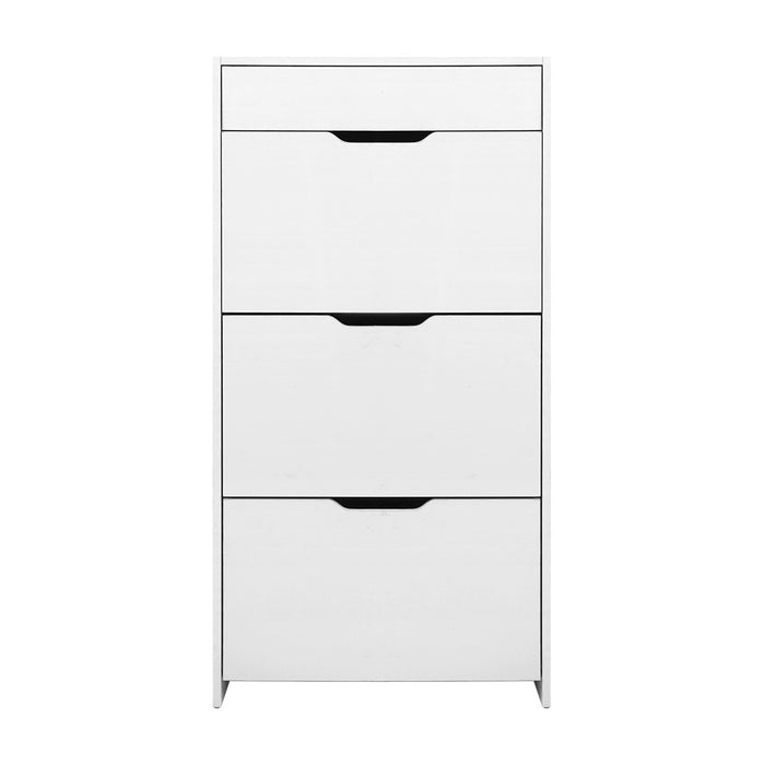 Artiss Shoe Cabinet 3 Tier Shoes Storage Drawer High Gloss White Rack Shelf