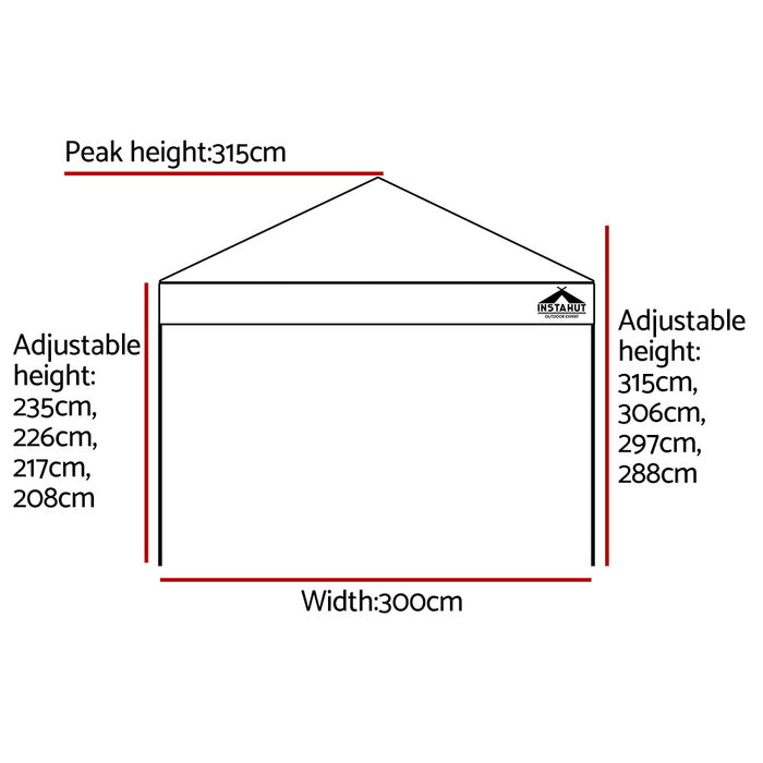 Instahut Gazebo Pop Up Marquee 3x3 Outdoor Tent Folding Wedding Gazebos Blue