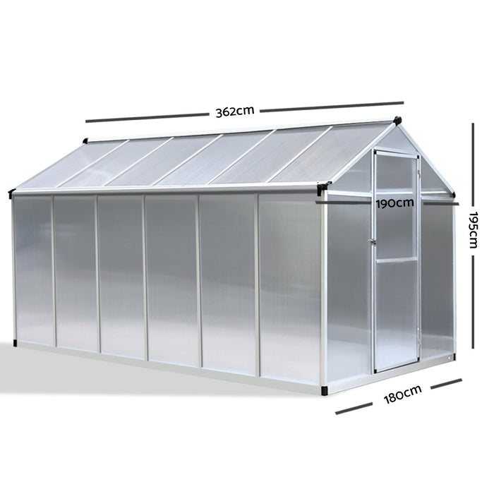 Greenfingers Greenhouse Aluminium Green House Gaden Shed Greenhouses 3.62x1.9M