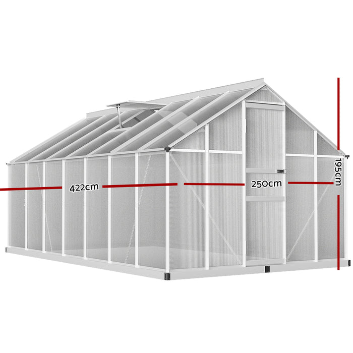 Greenfingers Greenhouse Aluminium Green House Polycarbonate Garden Shed 4.2x2.5M