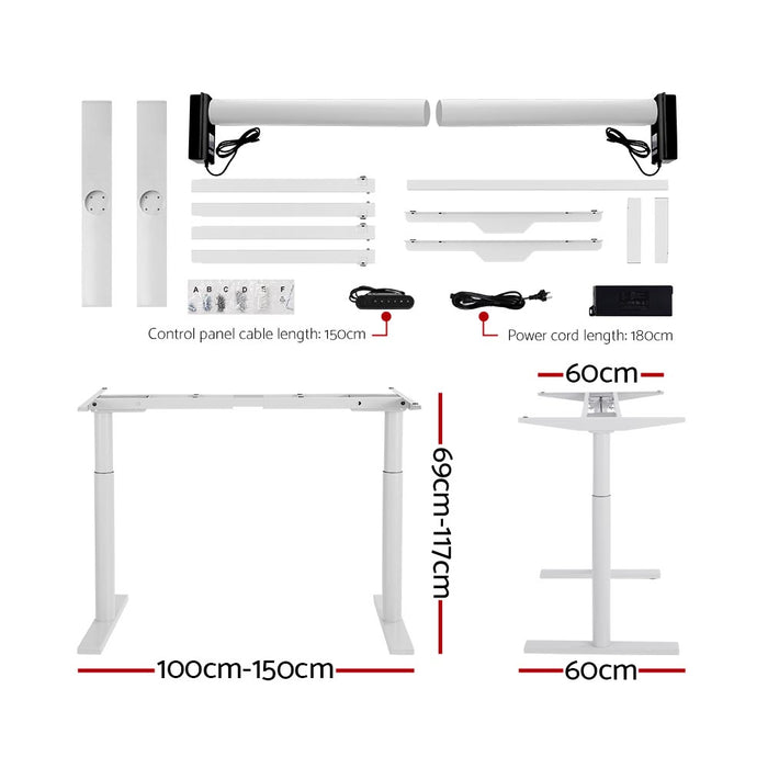 Artiss Electric Standing Desk Height Adjustable Sit Stand Desks White Brown