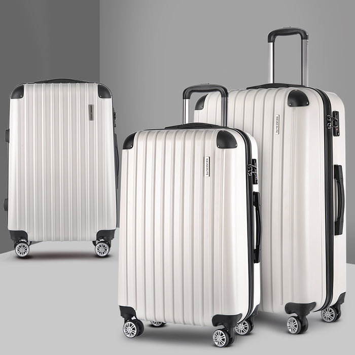 Wanderlite 3 Piece Lightweight Hard Suit Case Luggage White